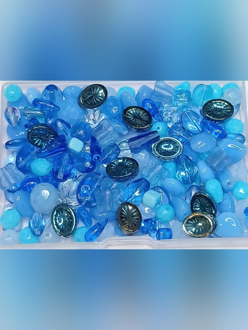 Czech glass loose beads 100pcs blue jewelry-making